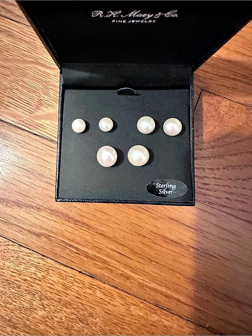 R.H. Macy & Co. Sterling Silver Pearl Stud Earring Set. White